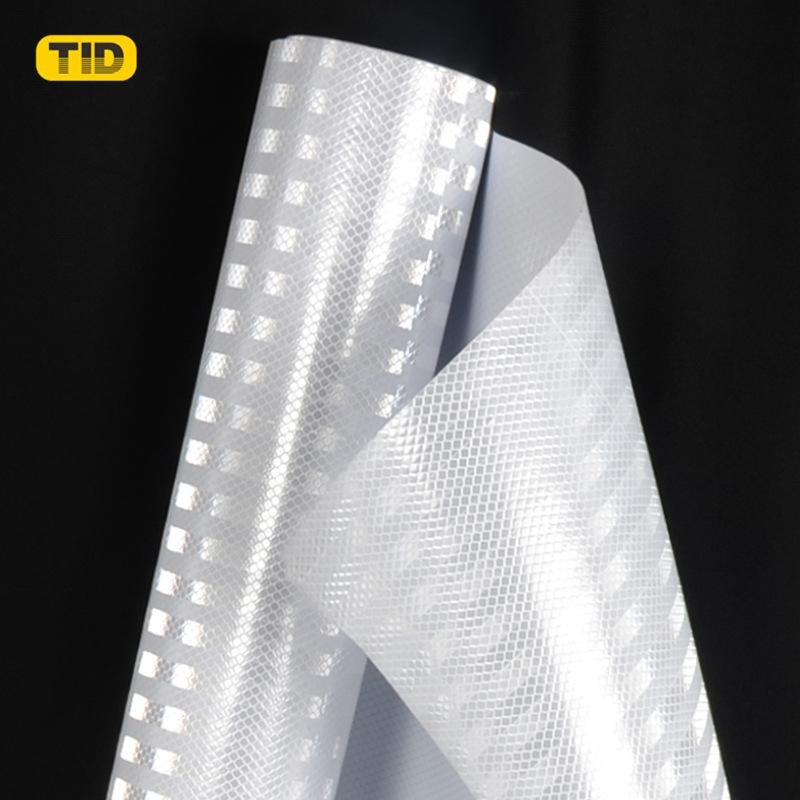 跨境白色背胶晶彩格自行车  PVC条形晶彩格微棱镜反光膜