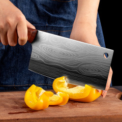 不鏽鋼菜刀大馬士革紋斬切刀鋒利家用酒店廚師刀切片刀廚房刀具