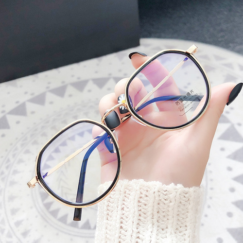 Korean style fashionable anti-blue light glasses frame  new style male and female literary and artistic student glasses for myopia wholesale