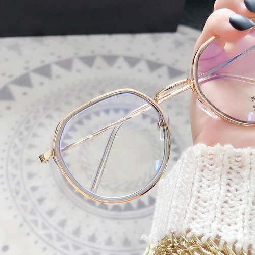 Korean style fashionable anti-blue light glasses frame  new style male and female literary and artistic student glasses for myopia wholesale