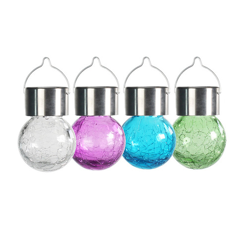 Outdoor solar crackle lights holiday event decoration colorful hanging ball lights garden outdoor waterproof solar landscape lights
