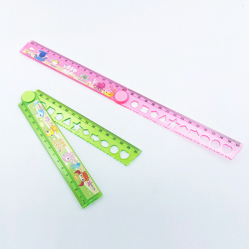 Creative cartoon folding ruler 30cm plastic ruler wavy line geometric pattern painting ruler student stationery wholesale