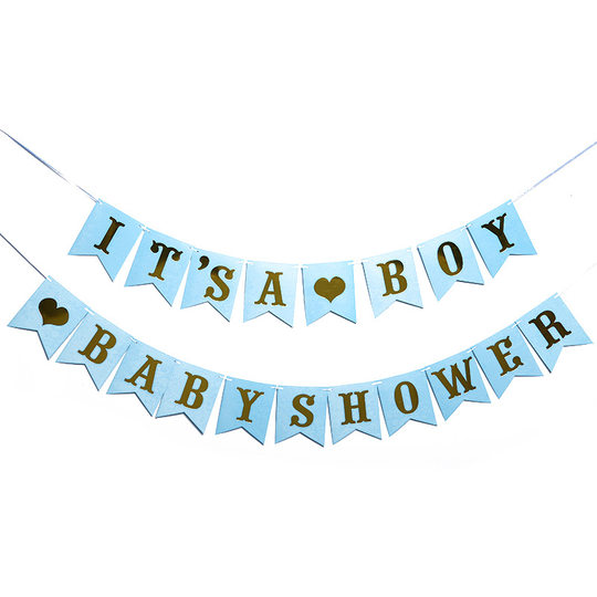 Theme fishtail party pull flag happy baby boy banner colorful flag children birthday decoration scene layout