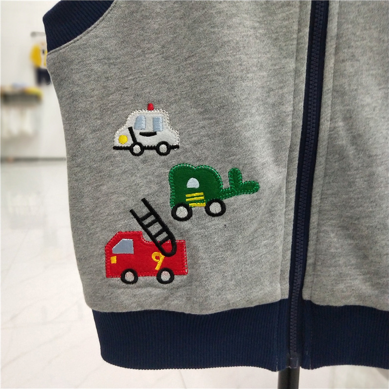 Otoño y primavera nuevos niños oso patrón bordado chaleco cremallera cardigan chaleco desgaste exterior de moda superior 2272