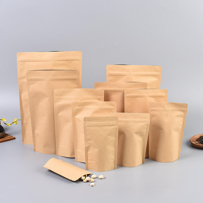 厂家直销 牛皮纸平底镀铝通用自封袋 密封食品袋 茶叶包装袋