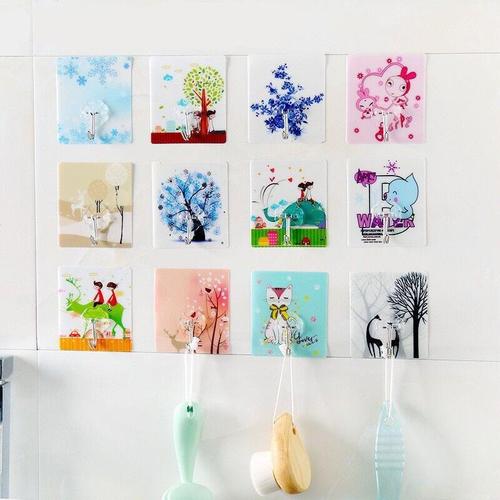 Kitchen traceless adhesive hook bathroom transparent wall hanging adhesive hook kitchen wall door strong nail-free small hook