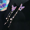 Earrings from pearl with tassels, elegant universal silver needle