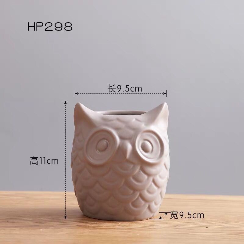 Nórdico simple decoración del hogar gris blanco búho florero de cerámica decoración dormitorio creativo decoración suave