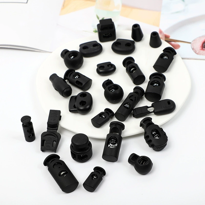 Фабричные аксессуары для багажа карман пряжка на шнурке пластиковая пружинная Пряжка из круглых бусин черная пластиковая пряжка в наличии