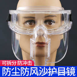 头戴式防护面屏防飞溅冲击打磨喷漆切割护目眼镜防尘面罩防防雾