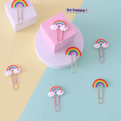 Cartoon Rainbow PVC Soft Rubber Clip, Colorful Bookmarks, Metal Paper Clips, Cute Creative Shape Manufacturer Wholesale