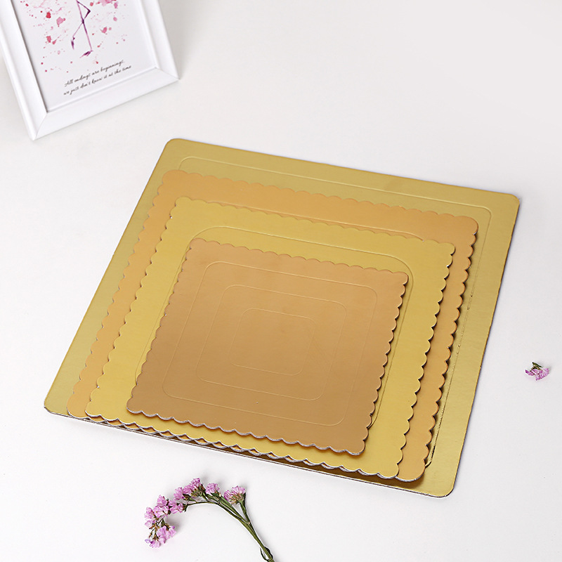 Bandeja de papel de embalaje para hornear 6 pulgadas 8 pulgadas 10 pulgadas soporte inferior de la torta de oro soporte de fondo cuadrado junta de torta impermeable soporte interior