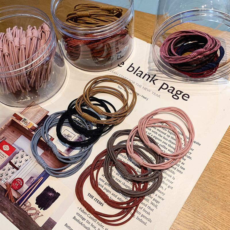 Cuerda de pelo banda de goma lazo del pelo de las mujeres pequeña banda de pelo temperamento simple banda de cuero lazo del pelo negro alto elástico durable accesorios para el cabello