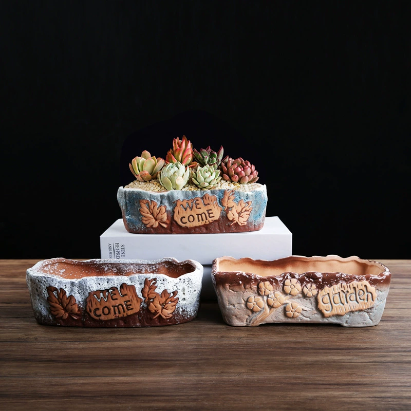 Прямоугольный мясистый цветочный горшок большого диаметра керамический очень большой мясной дышащий гончарный горшок отличительный домашний специальный распродажа