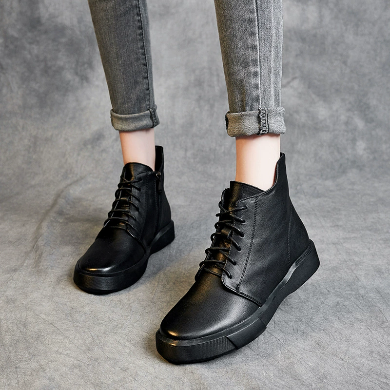 Популярные осенне-зимние ботинки Мартин 2025 года, короткие ботинки из натуральной кожи первого слоя, женские ботинки из натуральной кожи на шнуровке, нескользящие ботинки на мягкой подошве.