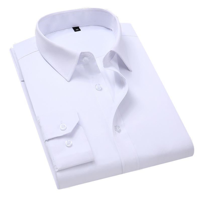 Four Seasons camisa blanca de los hombres de negocios novio mejor hombre de color sólido de manga larga slim fit camisa más tamaño ropa de los hombres