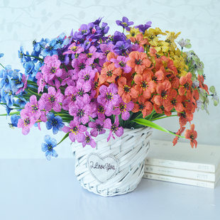 Artificial simulation flower 5 heads of water grass, purple Roland 7 fork silk plum blossom outdoor fake flower decoration Amazon cross -border spot