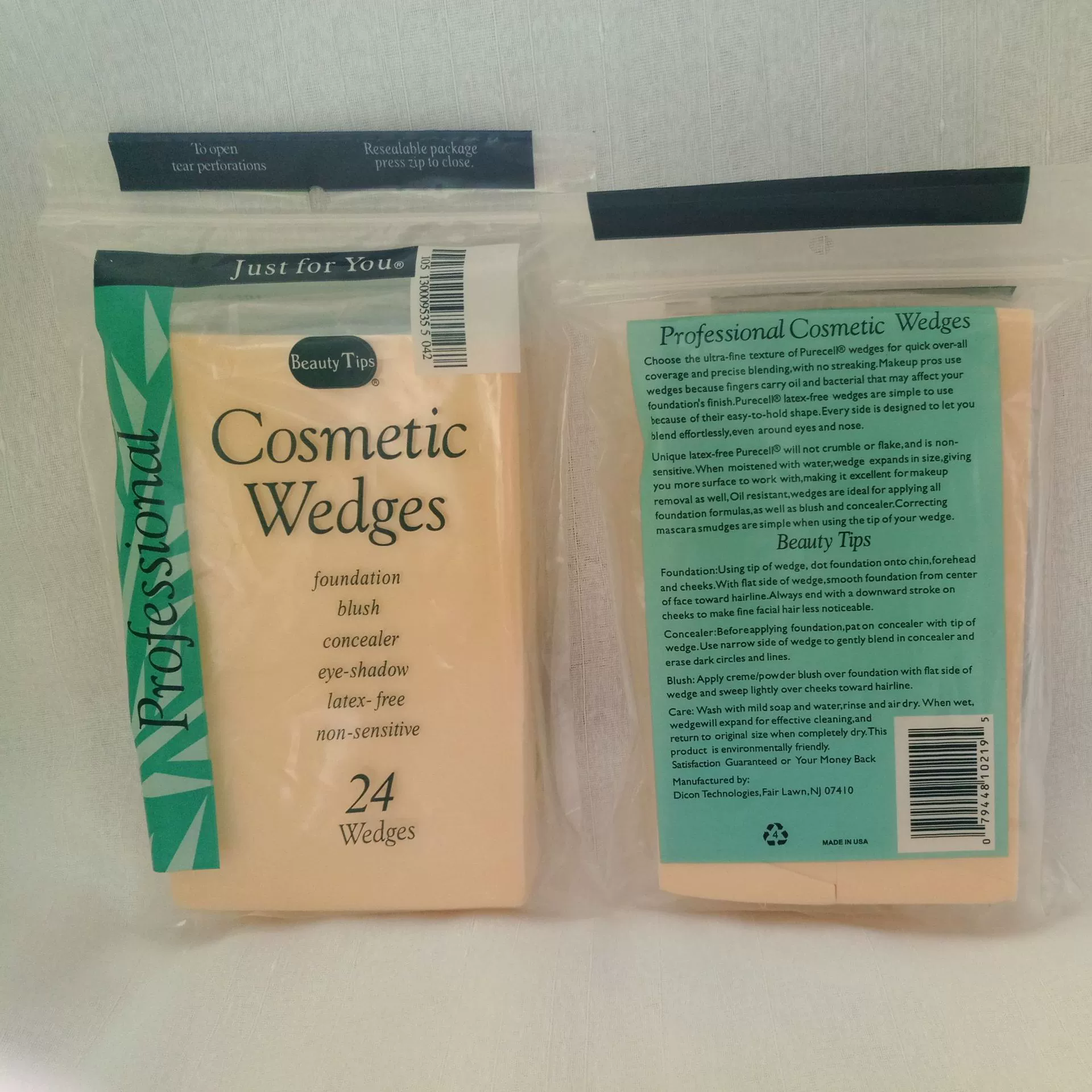 Sponge water based, triangular cotton pads, 12 pieces