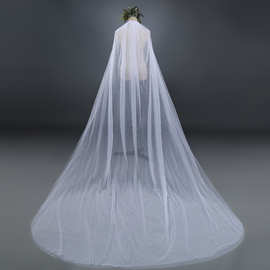 厂货新娘头纱长款光纱软网加密铁梳欧美白色双层婚礼结婚派对头纱