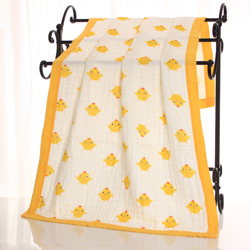 Pure cotton 70*140cm six-layer gauze bath towel baby wide-brimmed children's quilt high-density printed infant and child blanket category a