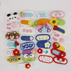 Fashionable handmade hair clip, knitted hair accessory for girls, summer cartoon-style handmade hairpin.