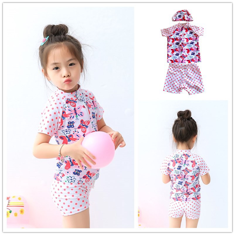 Pink polka dot butterfly split
