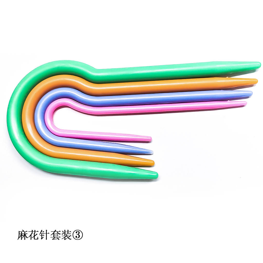 Aguja de suéter herramienta de tejer aguja de giro de plástico en forma de U aguja curva grande tamaño pequeño 3 Especificaciones