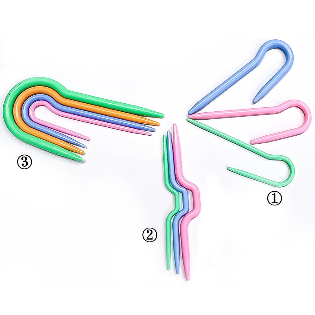 Aguja de suéter herramienta de tejer aguja de giro de plástico en forma de U aguja curva grande tamaño pequeño 3 Especificaciones