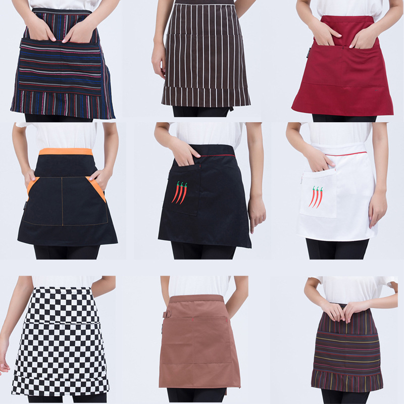 Chef medio delantal Hotel cocina cafetería camarero hermosa cintura hombres y mujeres corto medio delantal en stock