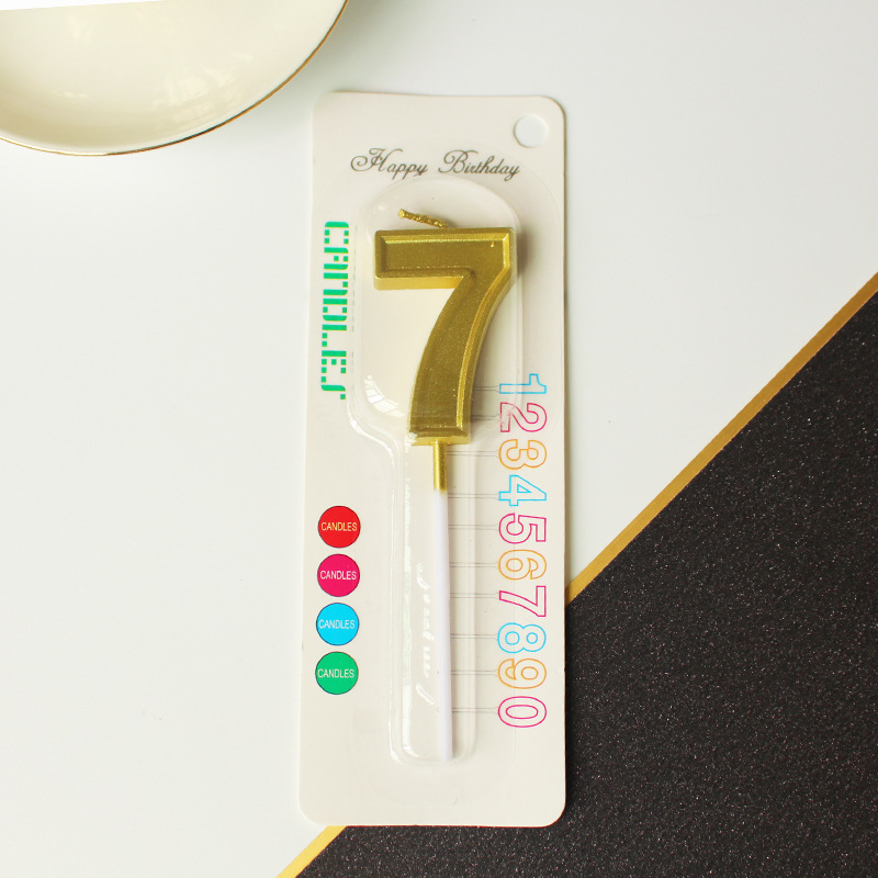 2024 Año nuevo palo al por mayor vela digital dorada cera de parafina 0-9 fiesta de cumpleaños pastel vela pequeña