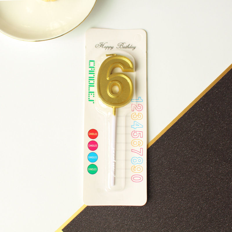 2024 Año nuevo palo al por mayor vela digital dorada cera de parafina 0-9 fiesta de cumpleaños pastel vela pequeña