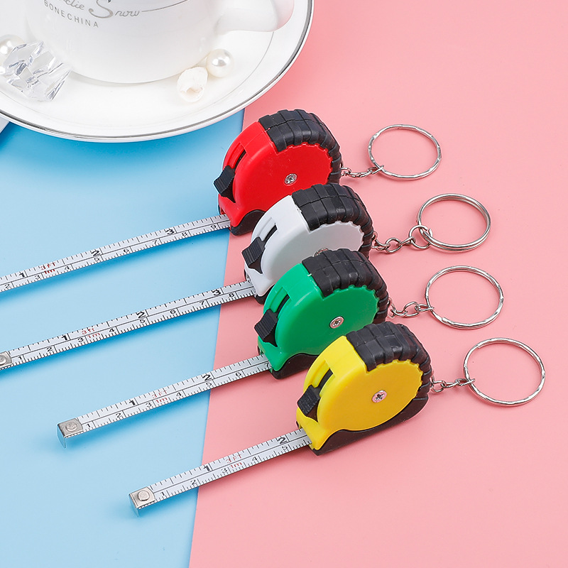 一米卷尺 水平四方形 包胶皮套礼品卷尺电镀便携式迷你钥匙扣卷尺