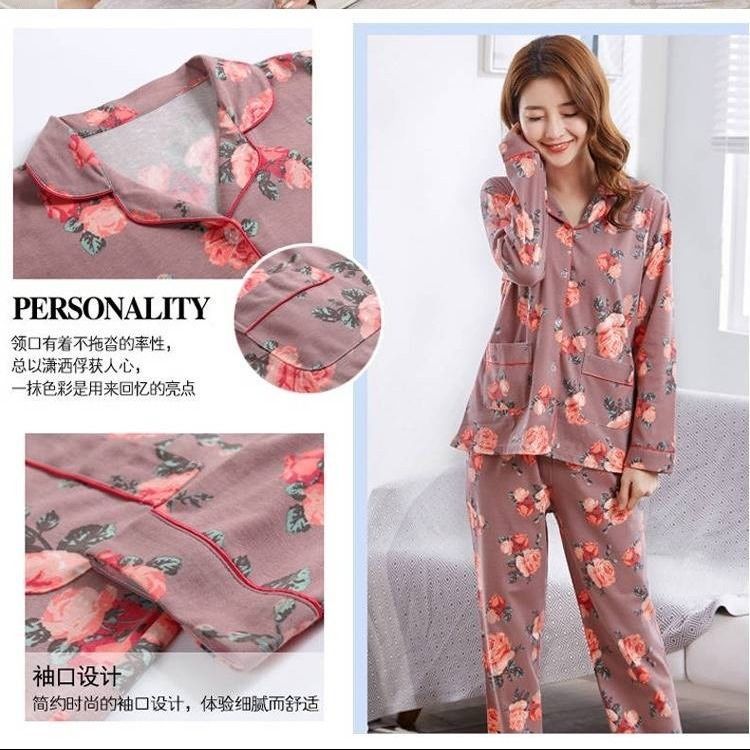 Pijamas de las mujeres Primavera, Otoño e Invierno 100% algodón manga larga suelta lindo cardigan inicio desgaste 2020 nuevo