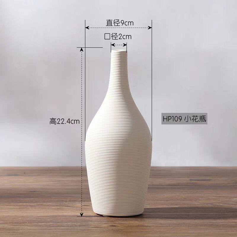 Corea del Sur nuevo estilo chino llano quema cerámica gran florero decoración blanco flor seca arreglo modelo sala de estar decoración suave