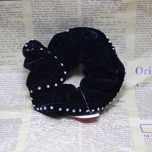 Korean style black velvet ring 60 pieces of rhinestone hair ring gold velvet large intestine ring hair ring professional hair flower wholesale