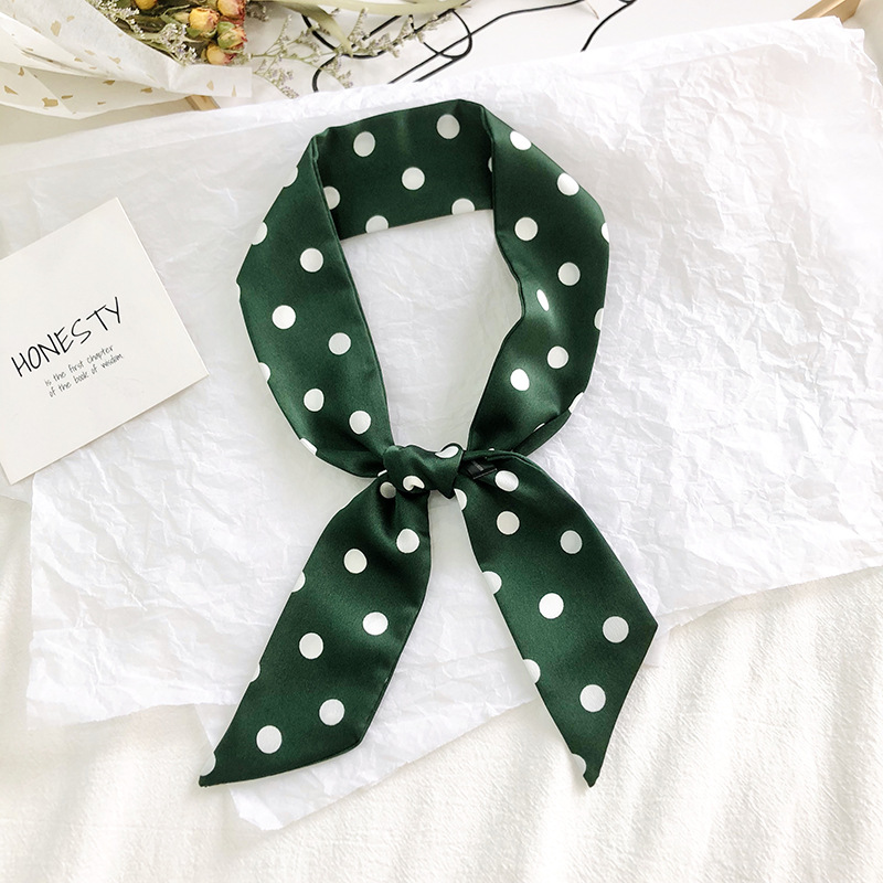 Primavera y otoño coreano bufandas de seda estrechas de decoración de banda larga impresión de seda simulada bufandas de ángulo agudo al por mayor en stock