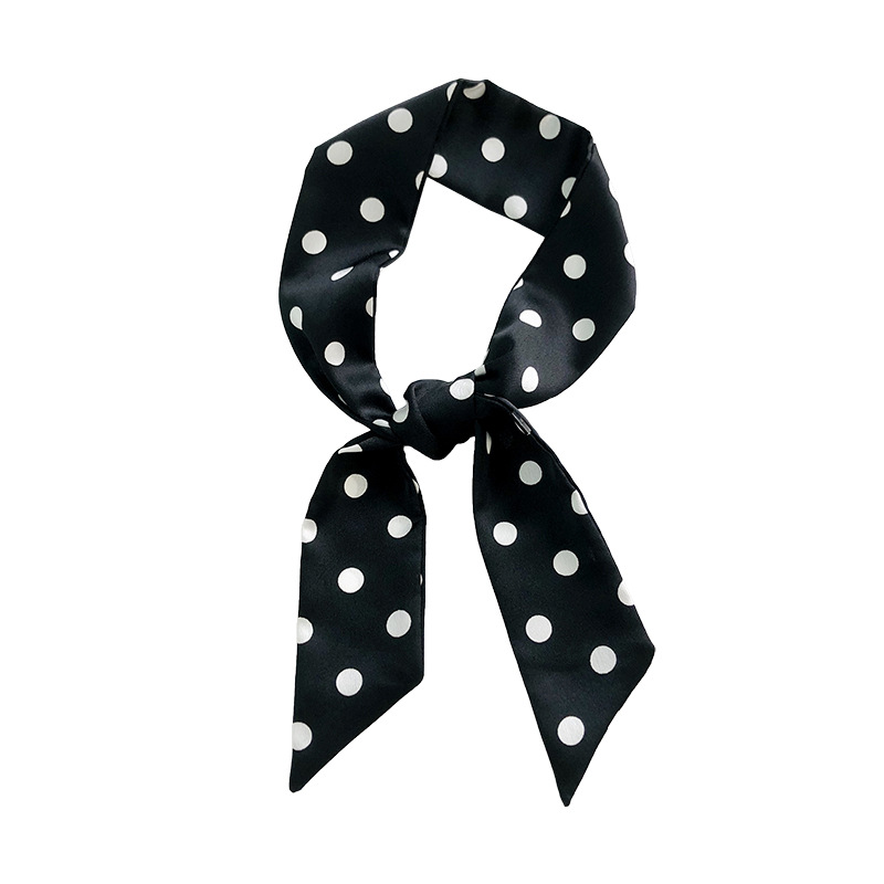 Primavera y otoño coreano bufandas de seda estrechas de decoración de banda larga impresión de seda simulada bufandas de ángulo agudo al por mayor en stock