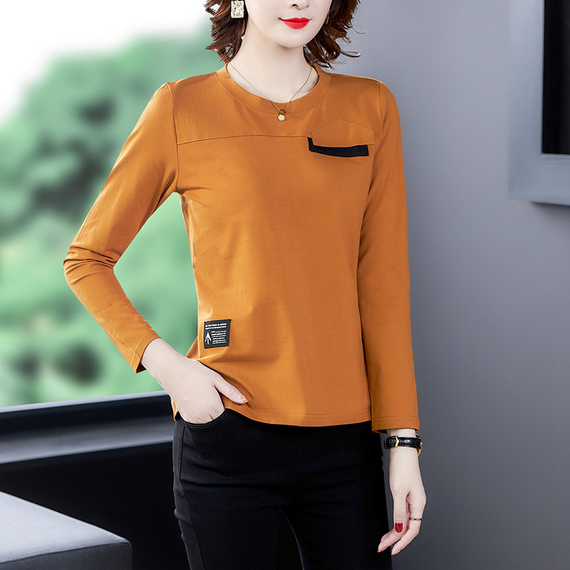 Color Broken Code Special Clearance] Pure Cotton Long-Sleeved T-Shirt Women's Spring & Fall Bottoming Shirt Factory Direct Sales Cross-Border Wholesale
