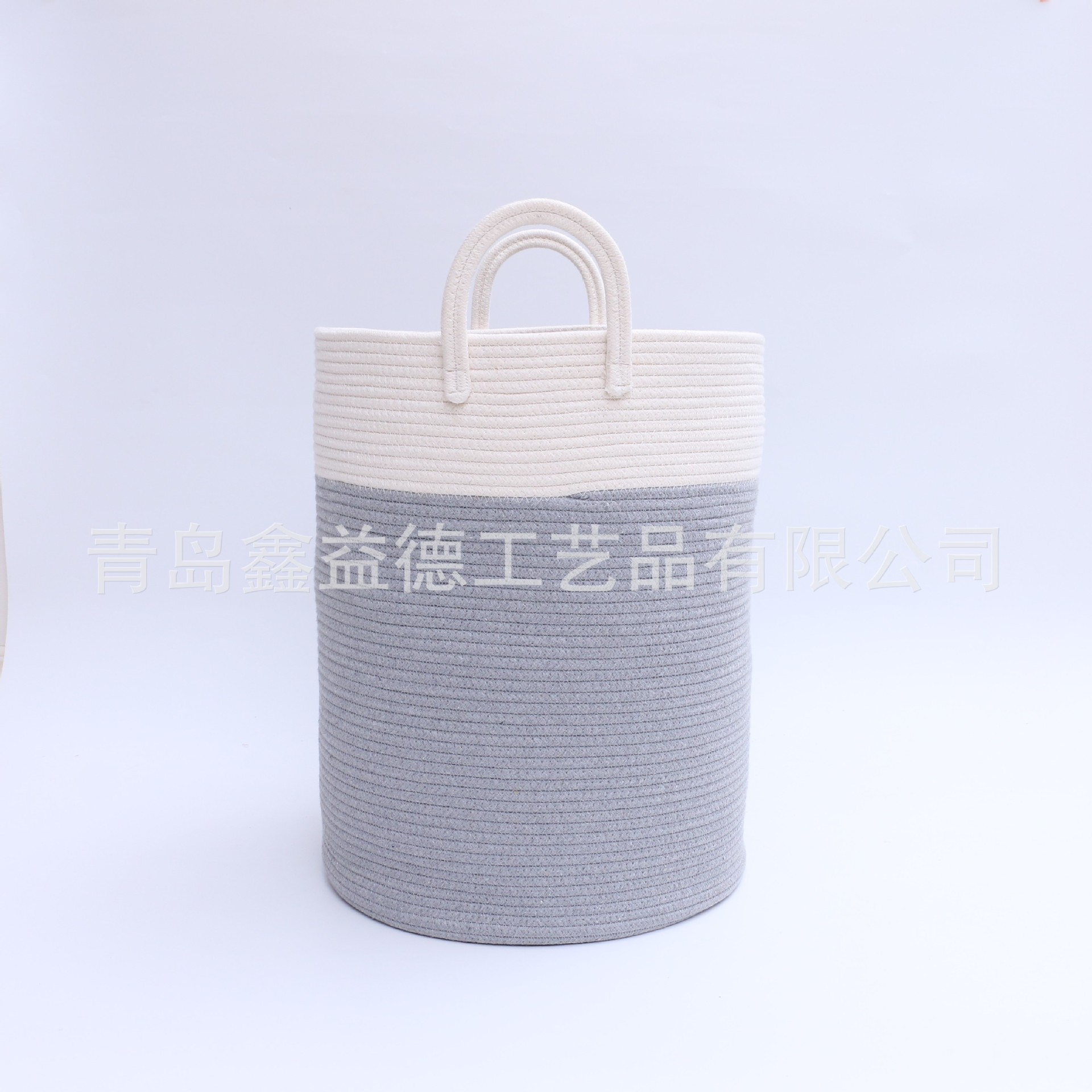Factory wholesale export black Miscellaneous creamy-white cotton rope dirty clothes hidden handle storage basket foreign trade supermarket