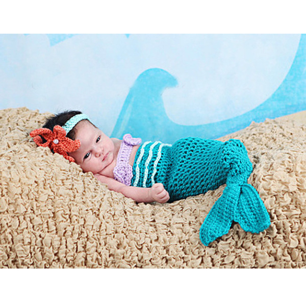 Blue knitted woven set handmade