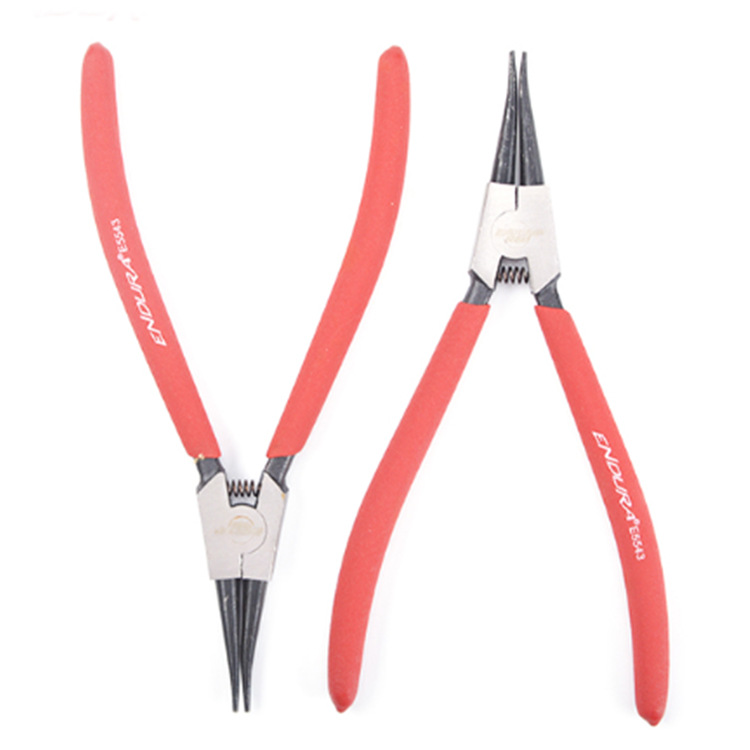 ENDURA力易得轴用穴用直口曲口卡簧钳CRV迷你尖嘴斜嘴钢丝钳五金