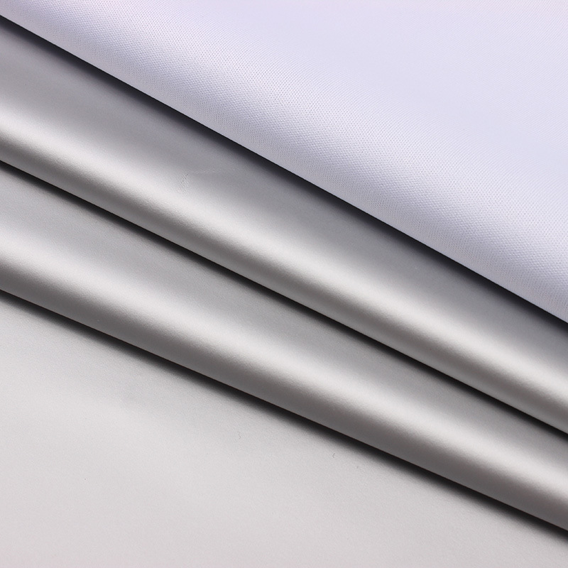 涤纶75D针织弹力布复合离型纸银面运动服燃脂运动健身仿皮面料