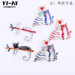 跨境歐美動物高檔卡通可愛合金胸花貓咪滴油brooch配飾胸針服裝