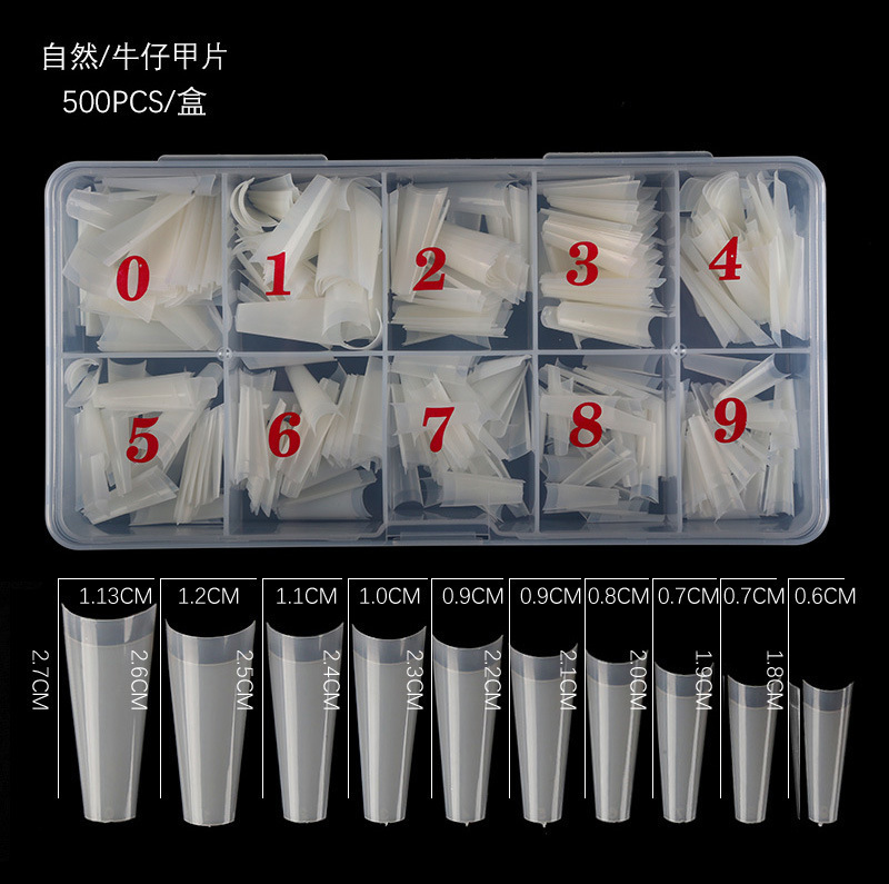 Nail nail piece French flat head nail denim nail natural color 500 piece transparent color box bag nail piece