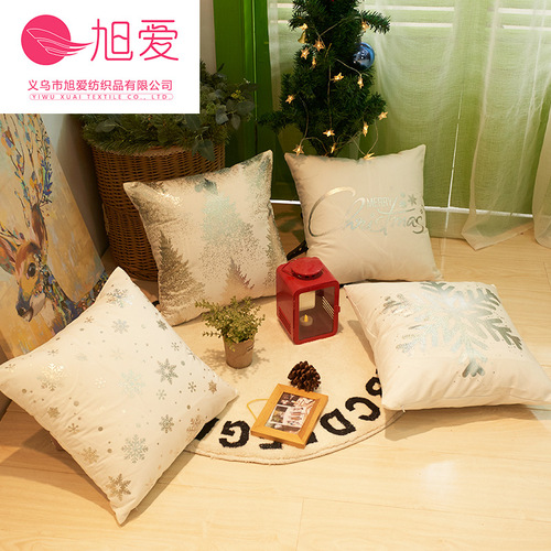  Christmas New Style Laser Silver Plated Velvet Throw Pillow Cover Cross-Border Supply Throw Pillow Cover