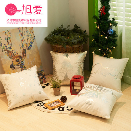  Christmas New Style Laser Silver Plated Velvet Throw Pillow Cover Cross-Border Supply Throw Pillow Cover