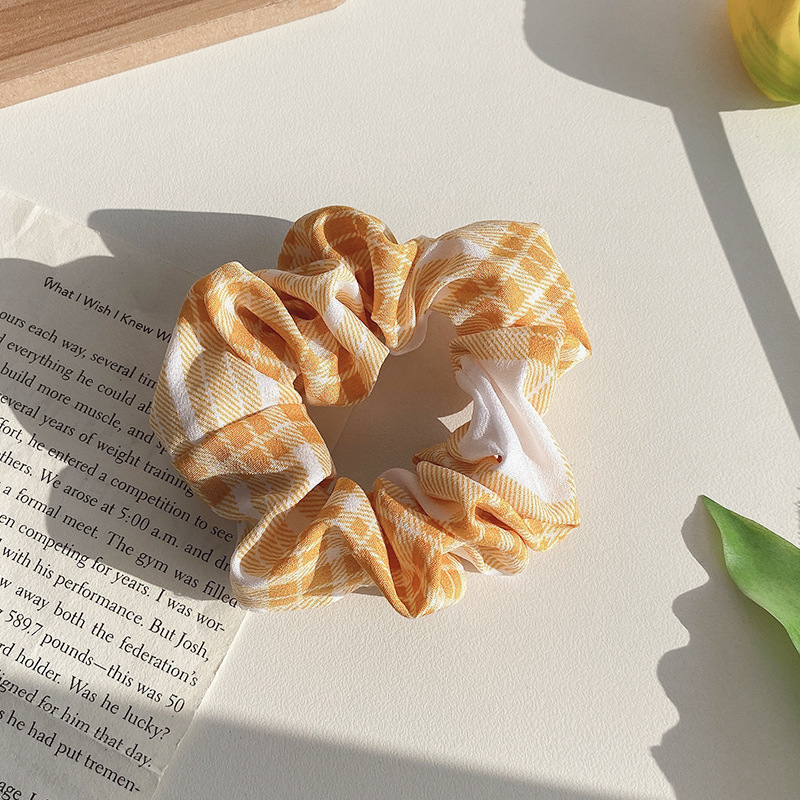 Banda de pelo de intestino grueso de cerdo amarillo suave cuerda de pelo de salchicha gorda Linda femenina Diadema de estilo coreano Banda de pelo de intestino grueso de estilo coreano