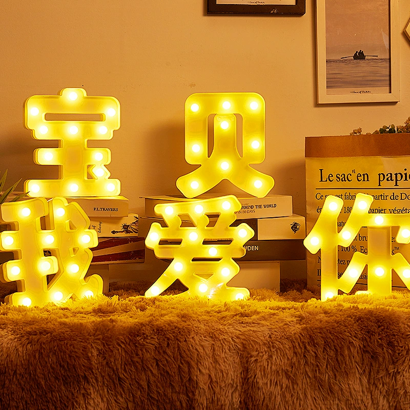 LED декоративная ночная подсветка, 4,5 Вт, теплый белый свет, стиль букват‑марк