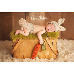 亞馬遜跨境電商 手工編織寶寶攝影服飾 小兔子套裝