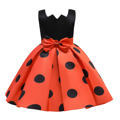 Little Girls' Dresses Retro Polka Dot Print Children's Skirts Christmas Kids' Clothing Party Performance Dress Evening Gown Princess Dress